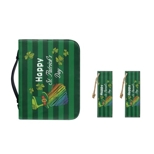 Custodia per bibbia per donne e ragazze pelle PU con segnalibro borsa portatile per riporre oggetti biblici Cappello di San Patrizio Arcobaleno M-9.2x6.3x1.6