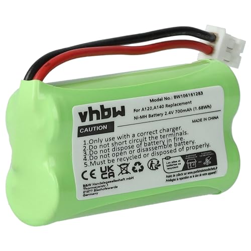 vhbw Batería Compatible con Siemens Gigaset A12, A14, A24, A26, A145, A260, AS140, AL4H, Q063, Universum CL15, SL15 teléfono Fijo o inalámbrico (700 mAh, 2,4 V, NiMH)