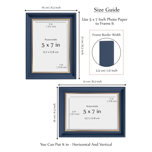Image of GOLDEN PEACOCK 5x7 Inch Photo Frames Set of 2 - Dusk Blue & Gold