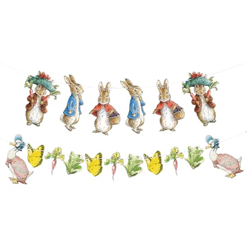 Bunny Garland – Pancarta colgante de conejo de papel, decoración fotográfica de fondo de Pascua, adorable guirnalda de animales | Ideal para exhibición de repisa de pared en el hogar, decoración de gu