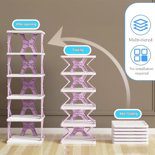 Image of Multi-Layer Shoe Rack for Home, Space Saving Plastic Shoe Organizer Stand, Easy Assembly Storage Rack for Living Room, Bedroom & Entryway (6 Tier)