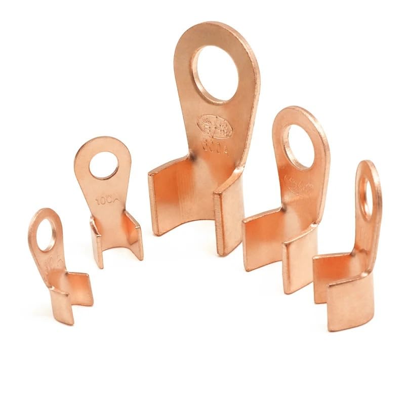 Wire Terminal OT Type 3A 5A 10A 20A 30A 40A 50A 60A 80A Red Copper Bare Nose Lugs Crimp Open Mouth Cable Connector Splice(10A,200pcs)