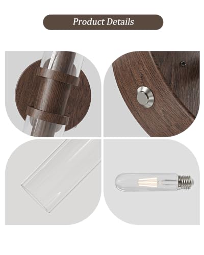 Image of Rayogale Walnut Wireless Battery Operated Wall Sconces with Remote Control