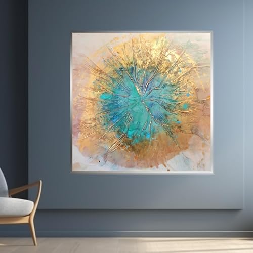 Peinture abstraite turquoise pour mur vide décoration murale salon sans cadre