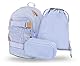 Baagl Schulrucksack Set Mädchen 3 Teilig, Schultasche ab 3. Klasse, Grundschule Ranzen mit Brustgurt, Ergonomischer Schulranzen (Lilac)