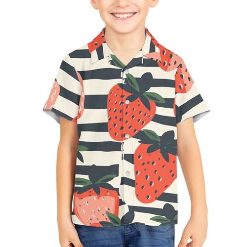 Boys Summer Relaxed Fit Hawaiian Shirt Tropical Beach Short Sleeve Button Down Shirt for Kids Summer Vacation3