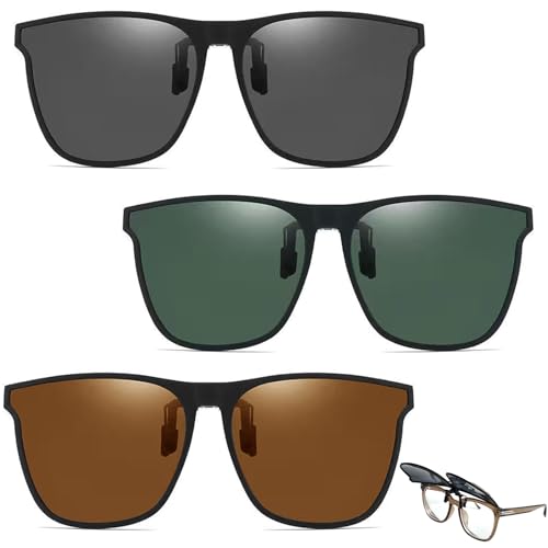 Moonlight Miles 3 paia di occhiali da sole con clip, occhiali da sole classici polarizzati flip-up, occhiali da sole con clip antiriflesso per uomini e donne