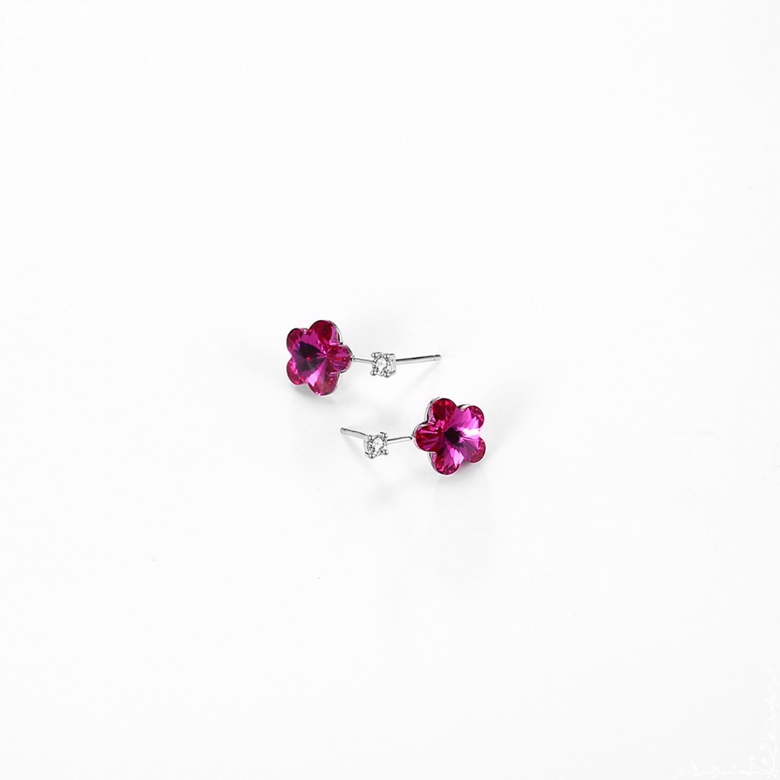 Orecchini a perno in argento Sterling 925, motivo floreale, con zirconia cubica