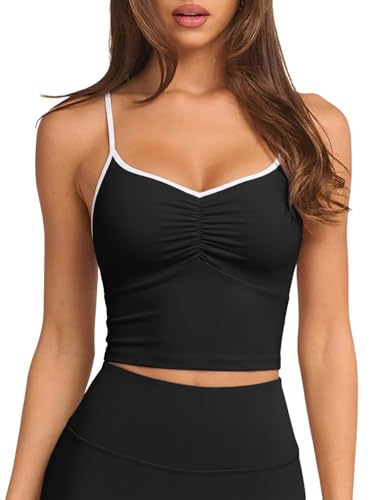 Longline Padded Sports Bra Workout Top for Women, Adjustable Straps Backless Crop Top Push Up Yoga Running Tank Top