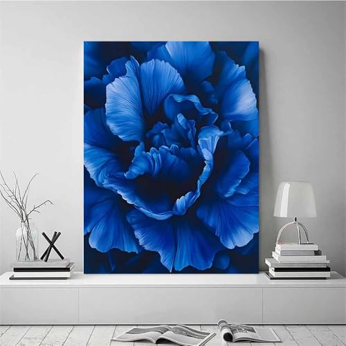 Art wall pivoine bleu foncé TERUEA, œuvre murale premium horizontale - 2