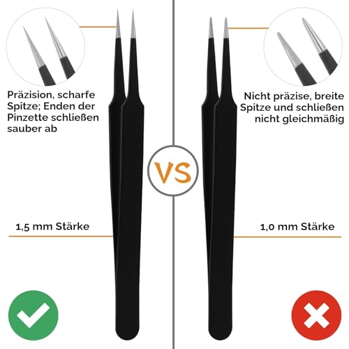 Prasacco 5 Stück Pinzetten Set, Perlen Pinzette Edelstahl Präzisionspinzette Set für Schmuckherstellung, DIY-Handwerk, Elektronische Reparaturen, Maniküre-Werkzeuge (5 Modelle)