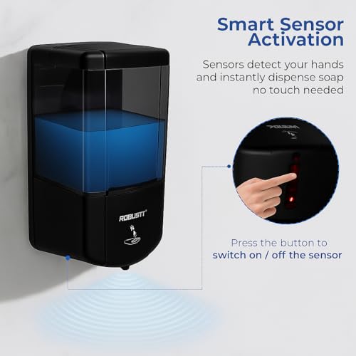 Image of Robustt Automatic Sensor Soap Dispener 700ML | Black | Dispenser Wall Mount | Works on 4 AA Battery(Not Included) | Touchless Smart Sensor