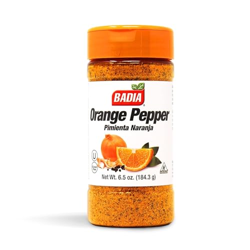 Badia Orange Pepper Seasoning, 6.5 oz - Pepper, Garlic & Onion, Zesty Citrus Blend for Chicken, Seafood & Vegetables