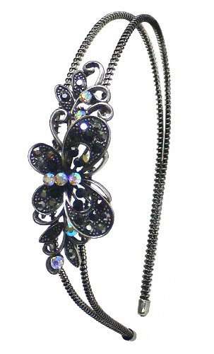 Crystal butterfly Headband Resilient Metal Wire Hair Band U86121-0120jetREM123