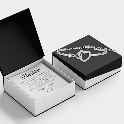 Image of To My Daughter Bracelet From Mom And Dad With Heartfelt Message & Elegant Box, Valentines Gifts For Daughter, Jewelry Gift For Daughter From Mother and Father On Birthday, Graduation
