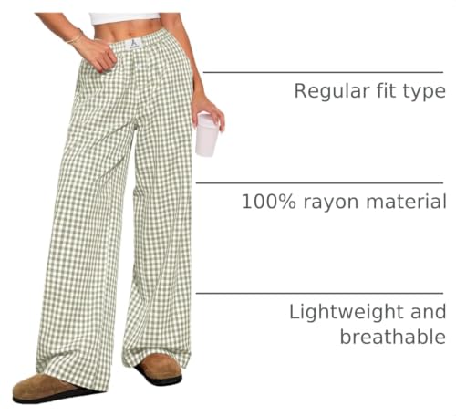 Image of ANRABESS Womens Gingham Striped Boxer Pants