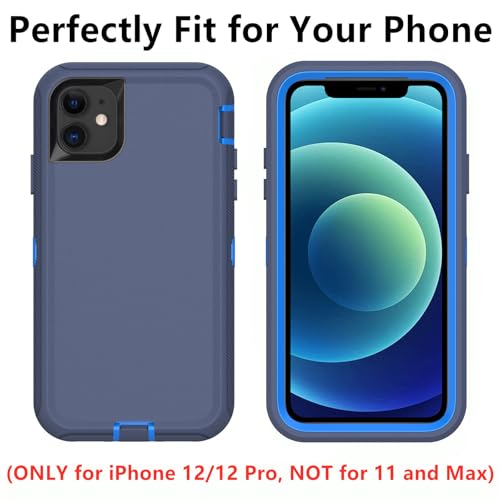 Coque iPhone 12 solide protection antichoc rigide bleu 3 en 1 blindée - 7