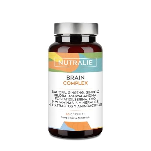 Nootropico Potente Natural - Memoria - Concentración - Energía - Agilidad Mental - Ginkgo Biloba, Bacopa Monnieri, Colina, L-Tirosina, Ginseng + Vitaminas - Brain Complex 60 Cápsulas Nutralie