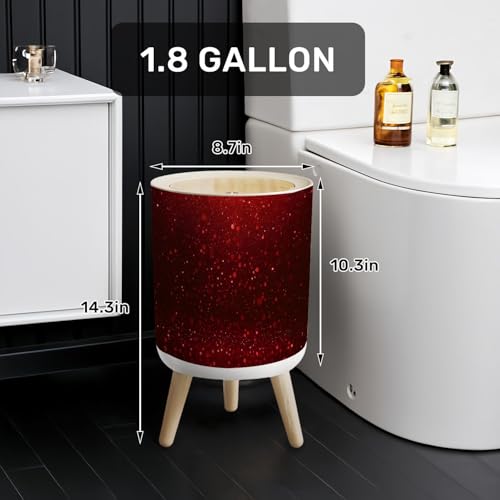 Caneca de basura pequeña con tapa y patas 7L color burdeos miniatura 2
