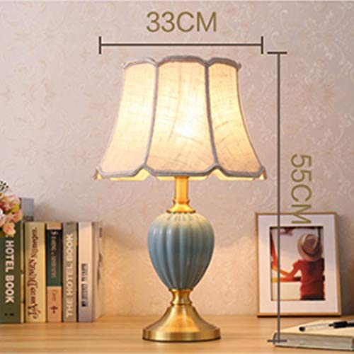 UXZDX CUJUX Modern Table Lamps Coastal Ceramic Sky Blue Glaze Fabric Drum Shade for Living Room Family Bedroom - Image 2