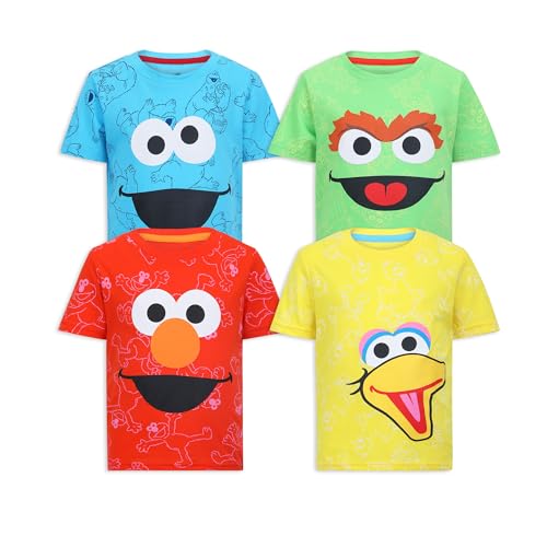Sesame Street Elmo Boys 4 Pack Short Sleeve T-Shirt for Toddler and Big Kids