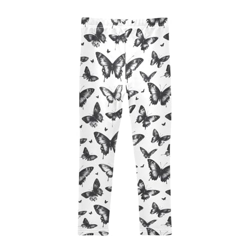 Boccsty Butterflies Black Pattern Girls Leggings Kids Yoga Pants Dance Active Tights 4T2