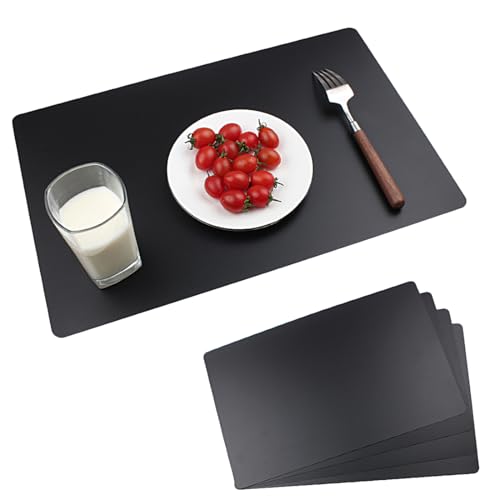 Jsenvpon Black Placemats Set of 4 wipeable Washable Wipe Clean