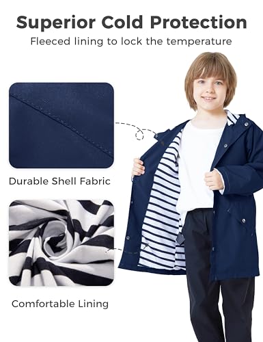 wantdo Boys & Girls Lightweight Rain Coat Waterproof Hooded Rain Coat Navy 8