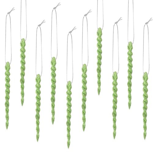 30 Pieces Plastic Icicle Twisted Plastic Icicle Christmas Ornaments Icicle Decoration Christmas Tree and Holiday Xmas Party Wedding Hanging (Light Green,5.12 Inch)