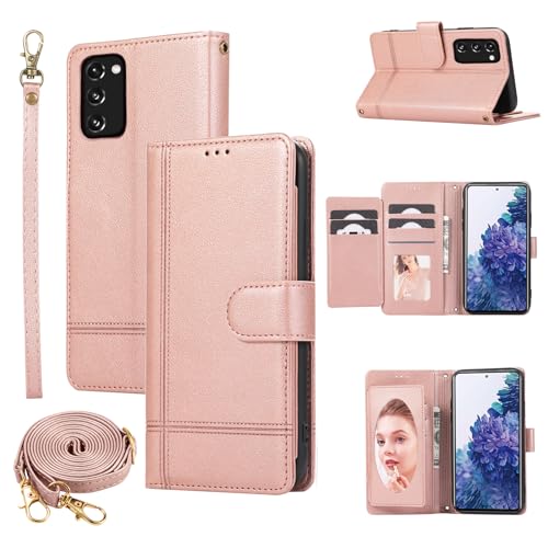 Housse portefeuille Samsung Galaxy S20 FE 5G antichoc Or Rose avec support vidéo