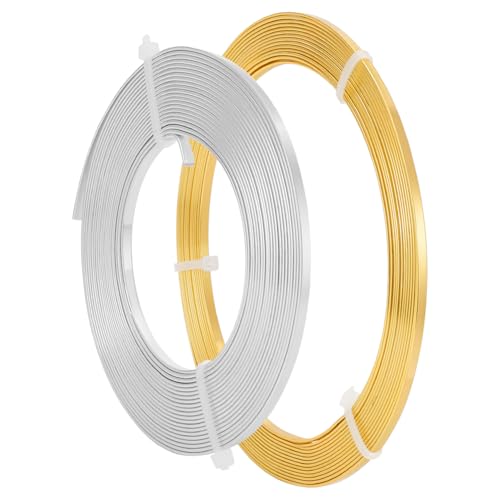 BENECREAT 2 rollos de 10 m de alambre de aluminio plano para joyas, 3 mm de ancho, para bisel, fabricación de joyas, escultura, grifería y artesanía