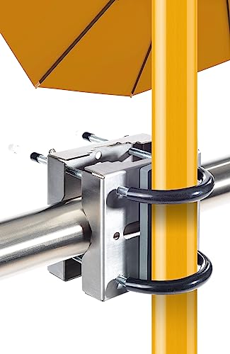 BASE PORTA OMBRELLONE IN ACCIAIO INOX - SunnyEasy è un solido supporto per ombrelloni da balcone salvaspazio per ringhiere rotonde e quadrate che garantisce una presa sicura e un'elevata stabilità.