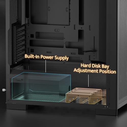 Image of darkFlash AIR NOVA Full Tower E-ATX PC Case, Six-Sided Ventilated Gaming Case, Up to 420mm Radiator, Vertical GPU Mount, Back Connect, Type C, High Airflow, 7 x PWM ARGB Fans Included (Black)