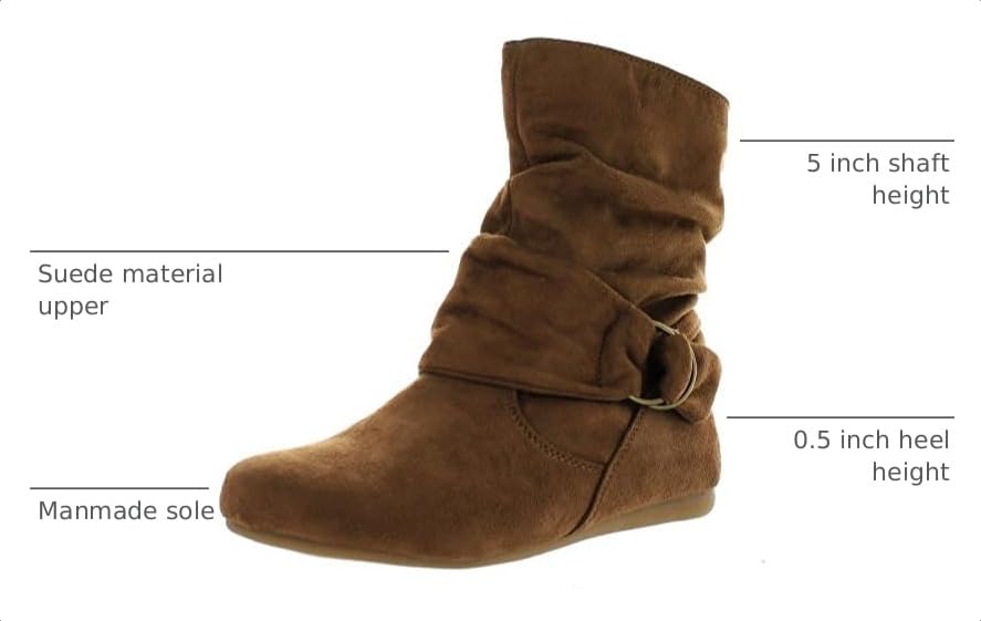 Image of Beston Forever Selena-58 Women's Fashion Mid Calf Flat Heel Side Zipper Slouch Boots Tan 9