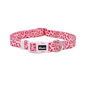  Dog-Collar-Leash-Set-Leopard-Pattern-Polyester-Material-Adjustable-Collar-and-5ft-Matching-Leash-for-Medium-DogsM-Pink-Leopard