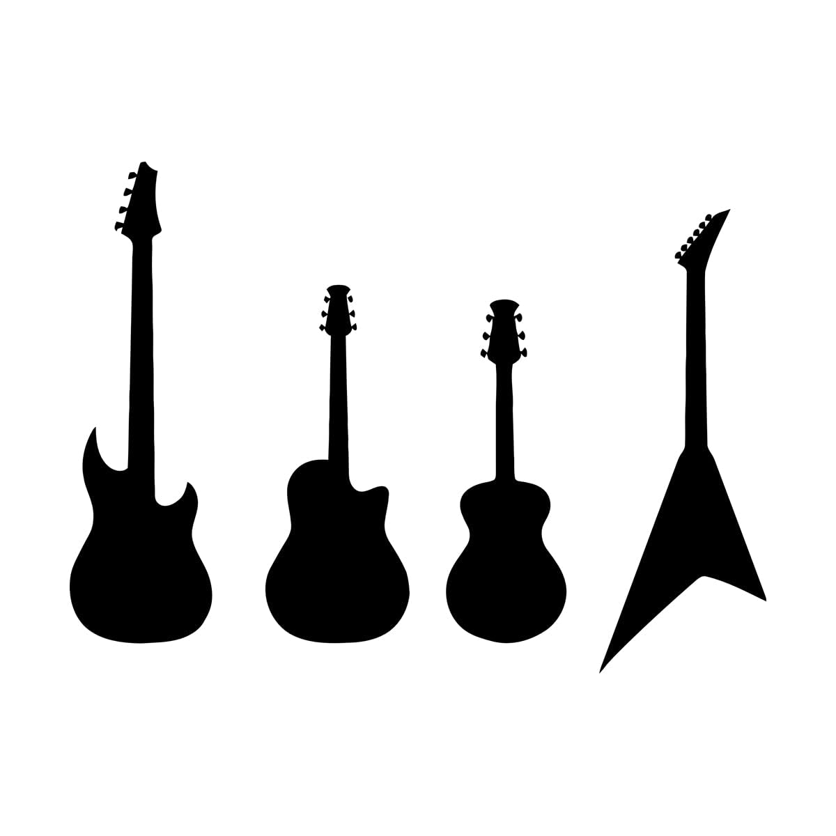 Wall Decals PVC Electric Guitars Player Rock Star Musician 34x46.3cm Waterproof S-Black