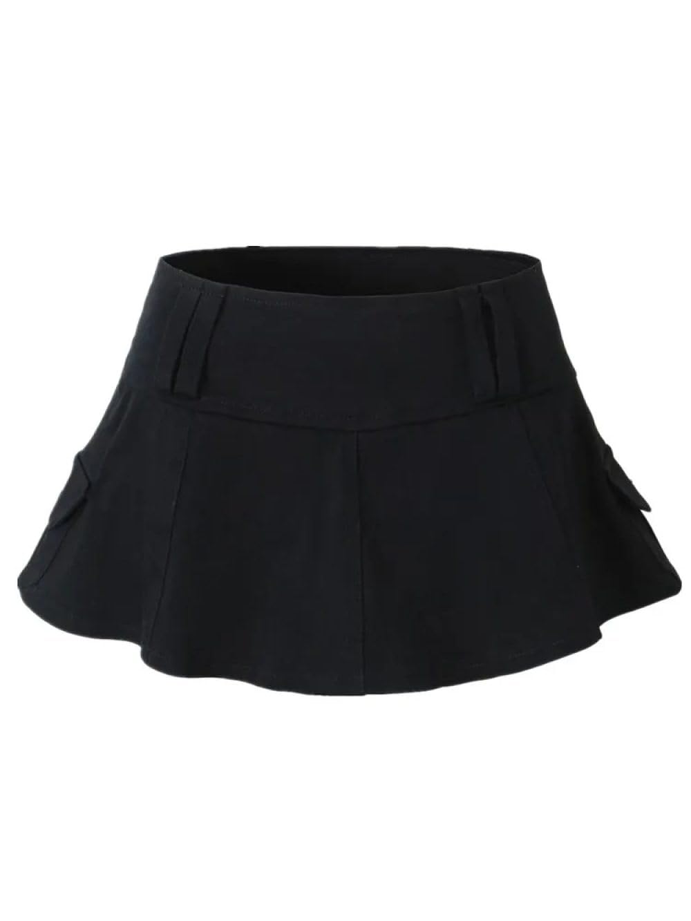 Falda Corta De Mujer - Summer Spice Girl Media Falda Vaquera para Mujer Mini Culotte Elástico De Cintura Alta con Ribete De Hoja De Loto En Negro