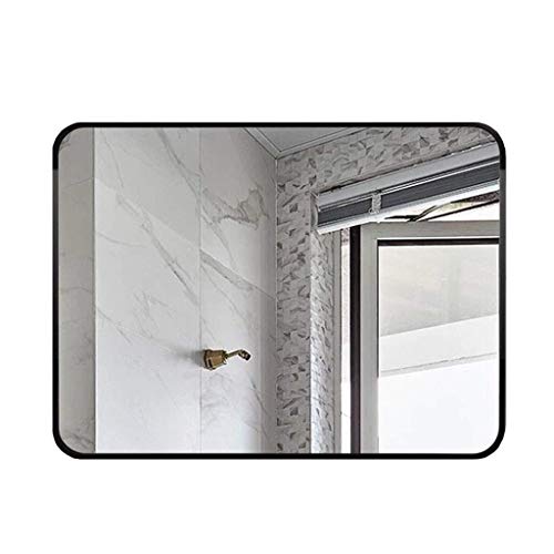 Espejo de baño Rectangular Mejorado Marco de Metal Negro/Espejo de Afeitar montado en la Pared/Espejo Decorativo de Gran tamaño for Maquillaje, for entradas, baños, Salas de Estar y más Espejo