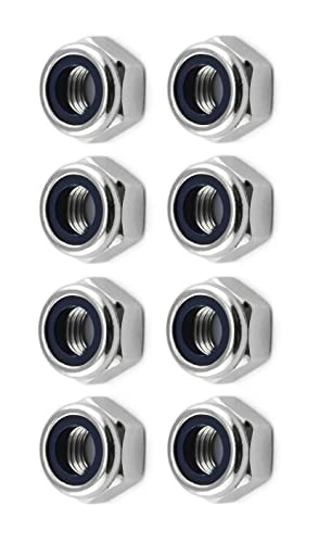 Lot 8 écrous Auto-Freiné M16 nylstop, clé de 24, DIN 985, Écrous hexagonaux de Blocage en Acier avec Nylon Cover