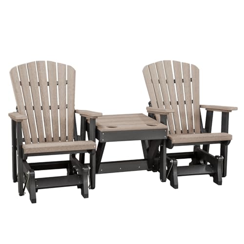 Double Glider w/Table, Weatherwood and Black - American Furniture Classics 515WWBK-K