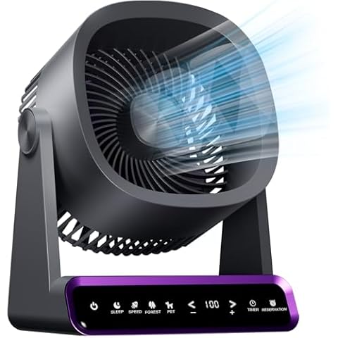 POOCCI Desk Fan, Strong Airflow 120 Speeds Rechargeable Battery Operated Fan Quiet Digital Display Air Circulator Fan for Office, Bedroom, Kitchen, Home, Outdoor, Small Travel Camping USB Table Fan… Cover