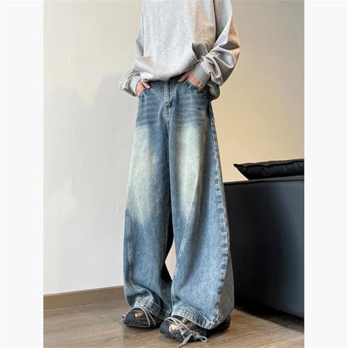 Men Loose Washed Jeans Big Pocket Trousers Wide Leg Pant Streetwear Hip Hop Drawstring Denim Pants2