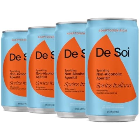 De Soi Spritz Italiano Non-Alcoholic Aperitif by Katy Perry - Sparkling Adaptogen Beverage with L-theanine, Lion's Mane, Reishi Mushroom | Non-Alcoholic, Vegan & Gluten-Free | 4-PACK (8 Fl Oz Cans) Cover