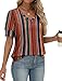Blouses for Women Dressy Casual Short Sleeve Shirts Business Office Outfits Spring Summer Fashion Clothing Plus Size Boho Tops Stripes L