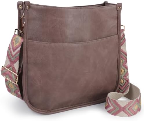 Viva Terry Crossbody Bag for Women Wide Guitar Strap Multi-Pocket Hobo Bag