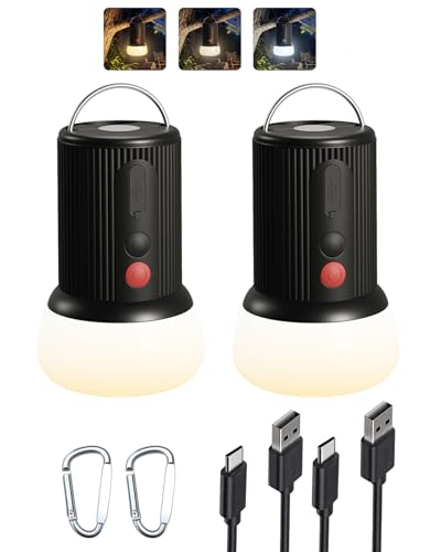 Lanterne de camping LED rechargeable étanche IPX5 lampe de poche 300 lm pack de 2