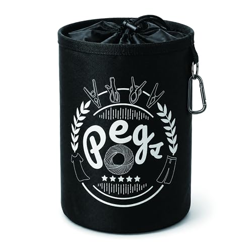 VABNEER Large Peg Bag Waterproof with Draw String Hanger Clips Hanging Snap Hook for Outdoor Use