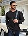 COOFANDY Mens Hoodies Pullover Long Sleeve Fashion Knitted Waffle Pullover Hoodie Sweater Big And Tall Hoodies Black