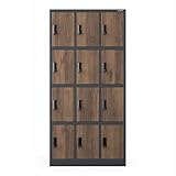 Jan Nowak Armario para Vestuario 3B4A Taquilla Metálico con 12 Compartimentos Ranuras de ventilación Recubrimiento de Polvo 185 cm x 90 cm x 40 cm Antracita-Madera