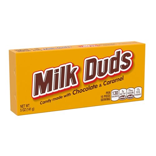 image for MILK DUDS Chocolate and Caramel Candy Boxes, 5 oz (12 Count), Brown, 5